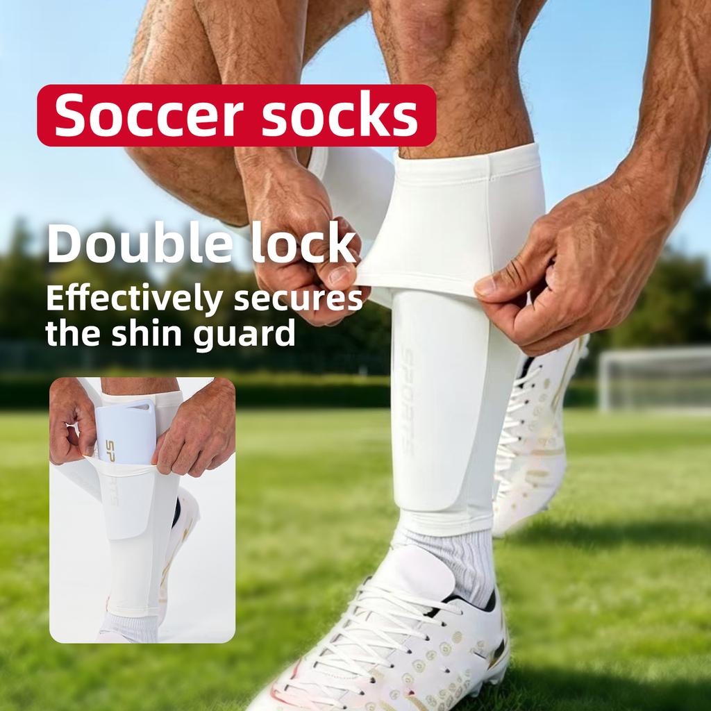 1 Pair Soccer Shin Guard Sleeves with Pocket High Elastic Calf Socks for Football Quick-dry Breathable Leg Guards 1