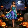 Women's Halloween Print Off-Shoulder Spaghetti Strap Dress