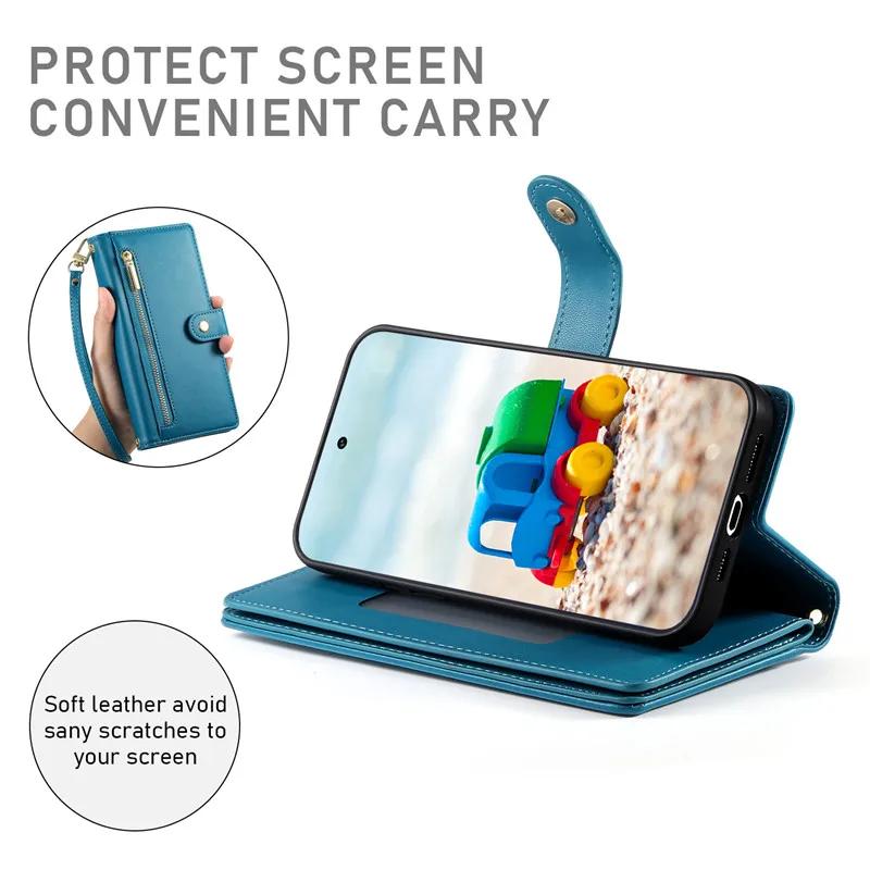 Crossbody Card Leather Wallet Case for Google Pixel 10 9 Pro XL 10A 9 9A 8A 8 7A 7 Pixel9 Pixel10 Lanyard Purse Phone Cover