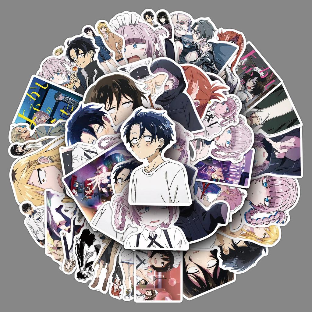 50-Piece Anime Graffiti Sticker Set: Cartoon, Love, Skateboard, Computer & Water Bottle Decoration