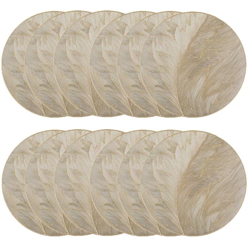 Round Vinyl Placemats Pressed Heat Resistant Non-Slip Table Mats for Dinner Wedding Party Holiday Table Decoration