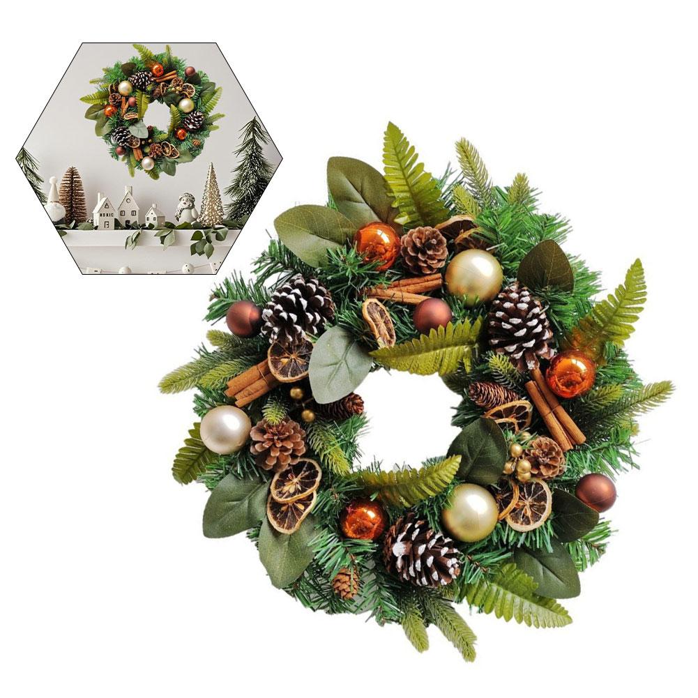 1PC Christmas Wreath 20 Inches Artificial Christmas Wreath Holiday With Baubles Berries Pine Needles Home Festival Party Decor