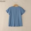 ZANZEA Camicetta estiva casual da donna con scollo rotondo e maniche corte