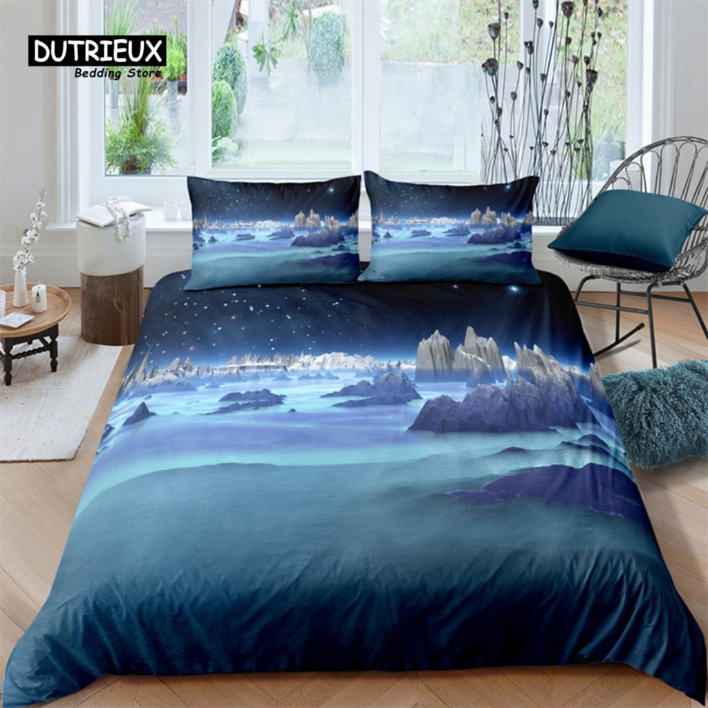 Luxury 3D City and Mountain Print Home Living Comfortable Duvet Cover Pillowcase Kid Bedding Set Queen and King EU/US/AU/UK Size