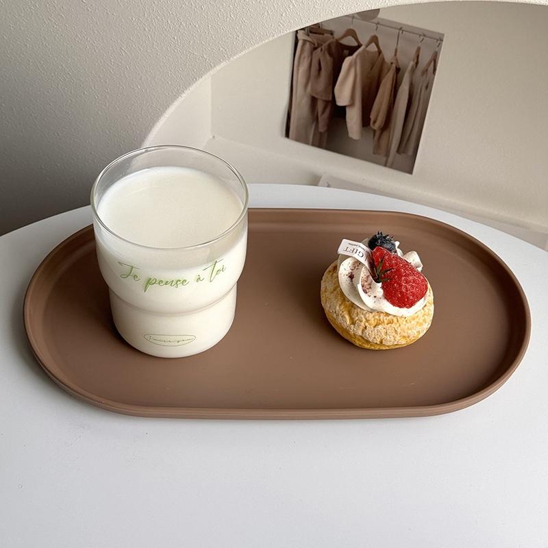PP Oval Tray Cake Dessert Utensil Tray Ins Korean Dumpling Plate Jewelry Storage Plate Restaurant Insulation Pad Fruit Plate