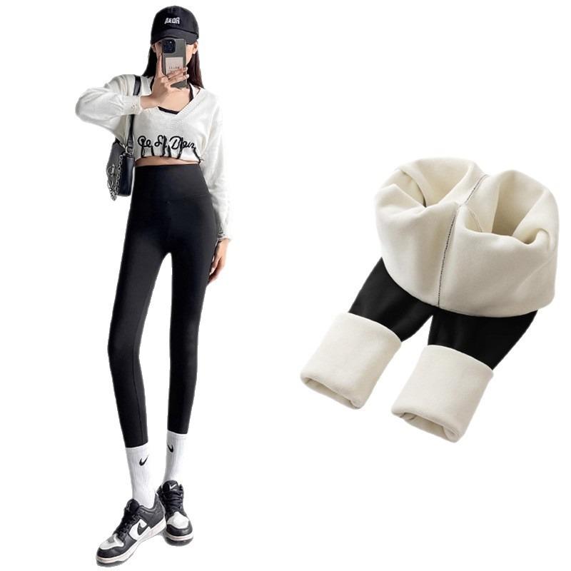 No Embarrassment Line Shark Pants Fleece Women's Autumn and Winter High Waist Belly Lifting Hips Grinding Warm Barbie Yoga Leggings