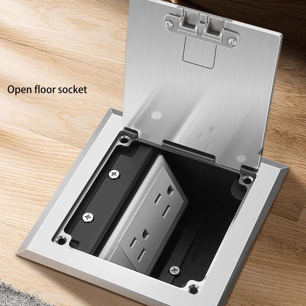 Verdeckte Bodensteckdose Einbau USB A USB C Port 2 X 3-Pin Silber Wasserdicht Edelstahl Verdeckte Bodensteckdose