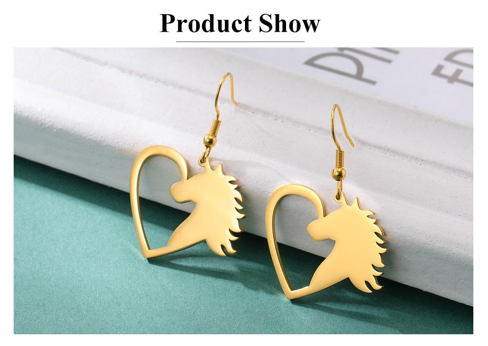 Cazador Horse Heart Pendant Earrings for Women Stainless Steel Gold Color Animal Jewelry Earrings Birthday Valentine Gift