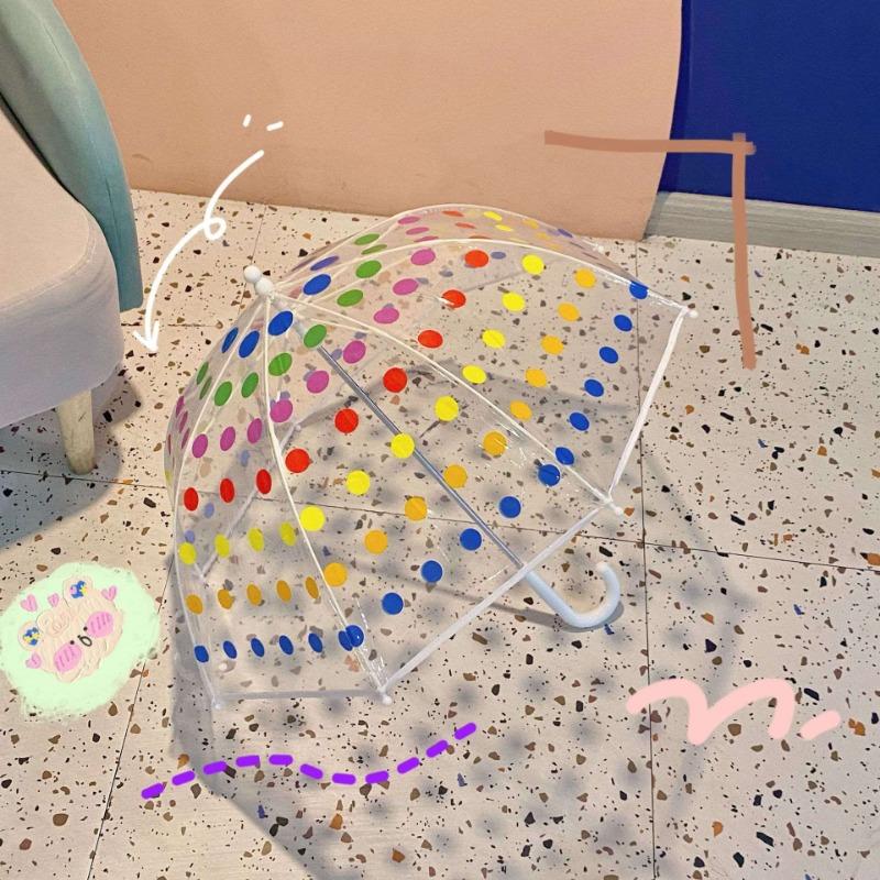 Love Manual Arched Smile Sunflower Transparent Umbrella Boys and Girls Baby Umbrella Children Long Handle Transparent Umbrella Children