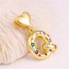 18K Gold-Plated Zircon Necklace with Cross and Colorful Letter Pendants