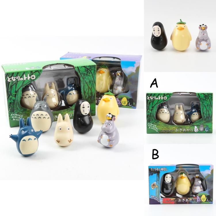 Niedliche Totoro Wackelkopffigur PVC- und Harzmaterial Cartoon Anime Desktop Dekoration Set mit 3 Figuren in einer Box Figuren)