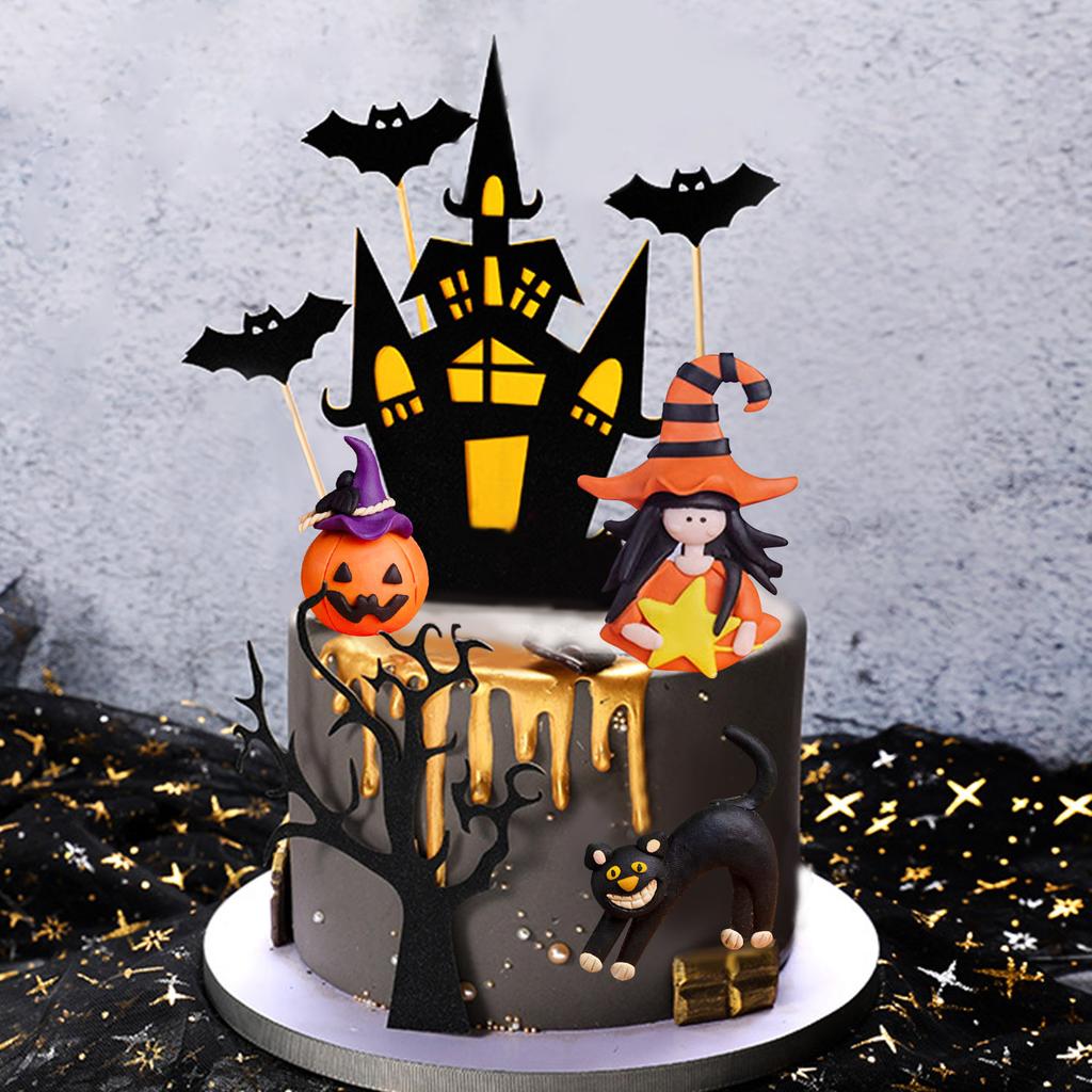Wicked Cake Decorations Ball Cake Toppers Balloon Cupcake Toppers, Haunted House, Ghost, Spooky Tree – Cake Topper Decorations