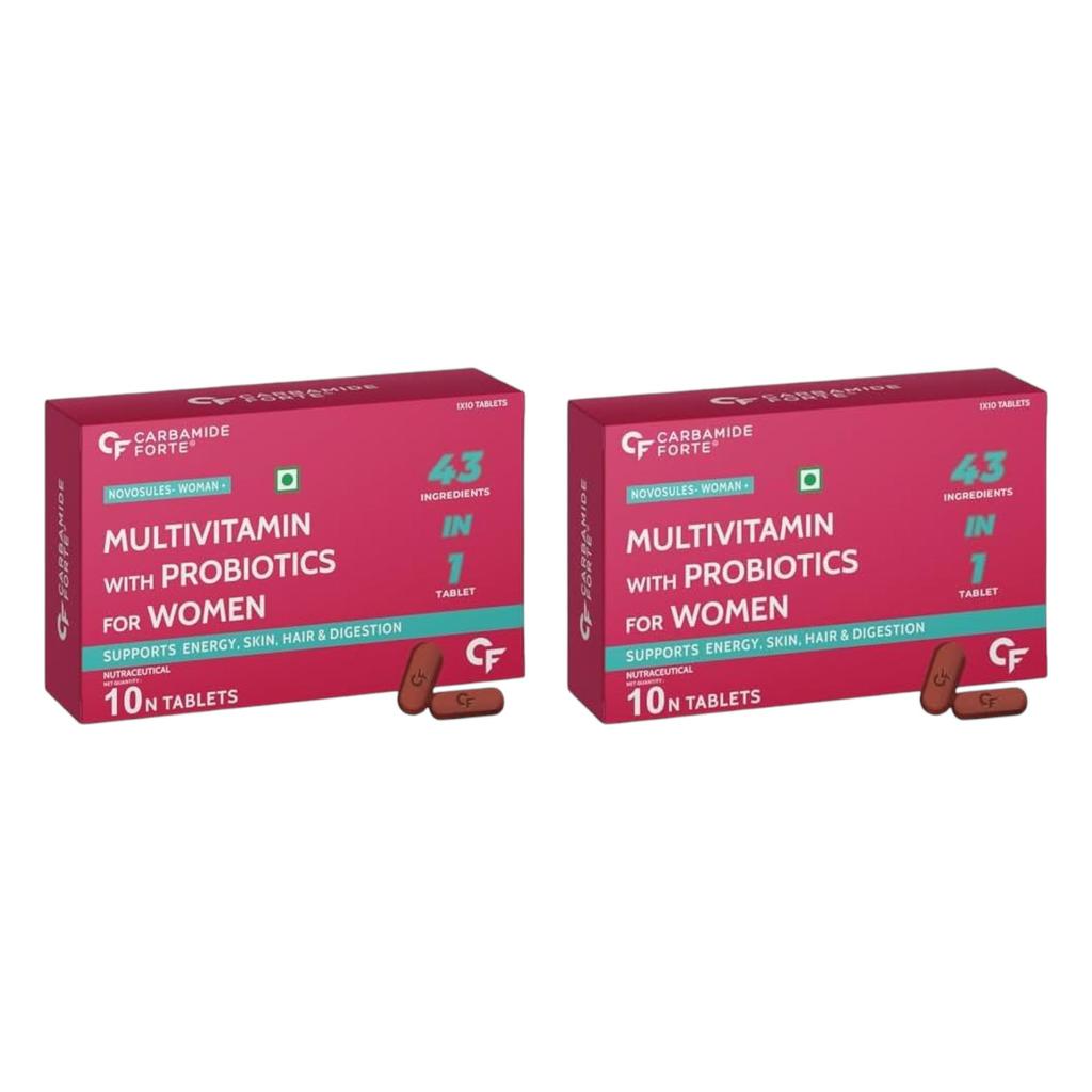 Carbamide Forte Multivitamines pour Femmes avec 43 Ingrédients Comprimés Végétaux 10 Gélules X 2 Paquets Stimuler la Vitalité