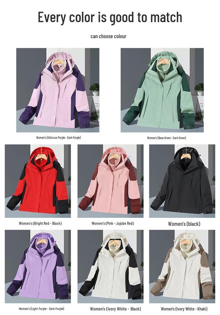 Unisex 3-in-1 Detachable Jacket Set: Hooded Warm Sports Coat for Autumn and Winter