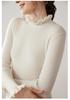 Autumn Women's Cashmere Sweater with Ruffle Collar and Lace Trim