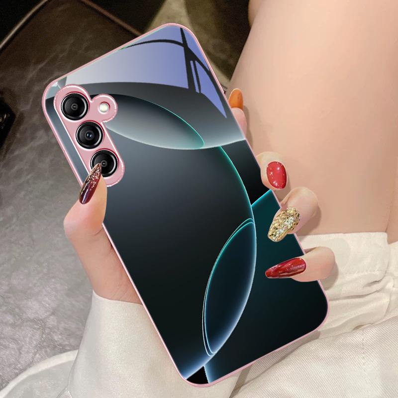 

Geometric Semicircle For Samsung Galaxy A14 4G 20 30 52 20S 21S 22 A32 33 34 42 50 51 53 54 70 71 72 73 5G Glass Phone Case For Samsung A73 5G