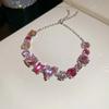 Love Heart Colorful Rhinestone Bangle Square Round Women's Hand Bracelet  Women Girl
