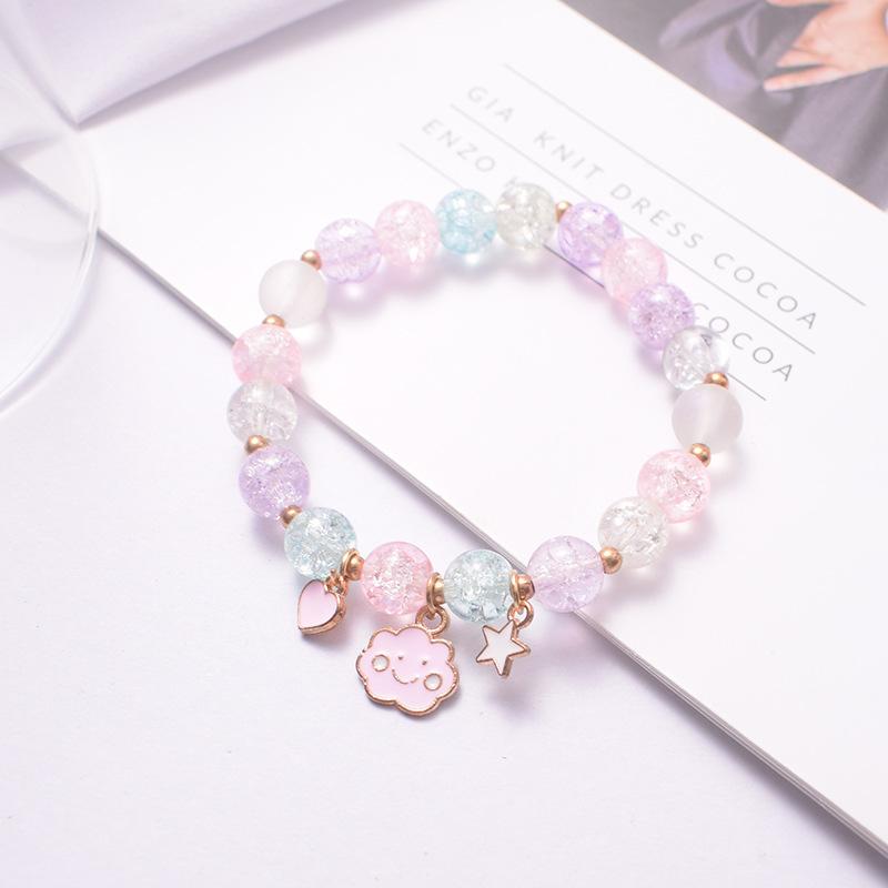 Crystal Bracelet Alloy Colored Beaded Bracelet Student Friendship Fashion Bracelet Wholesale Bead Glass Hot Selling New Cartoon Elastic rope bracelet&fashion