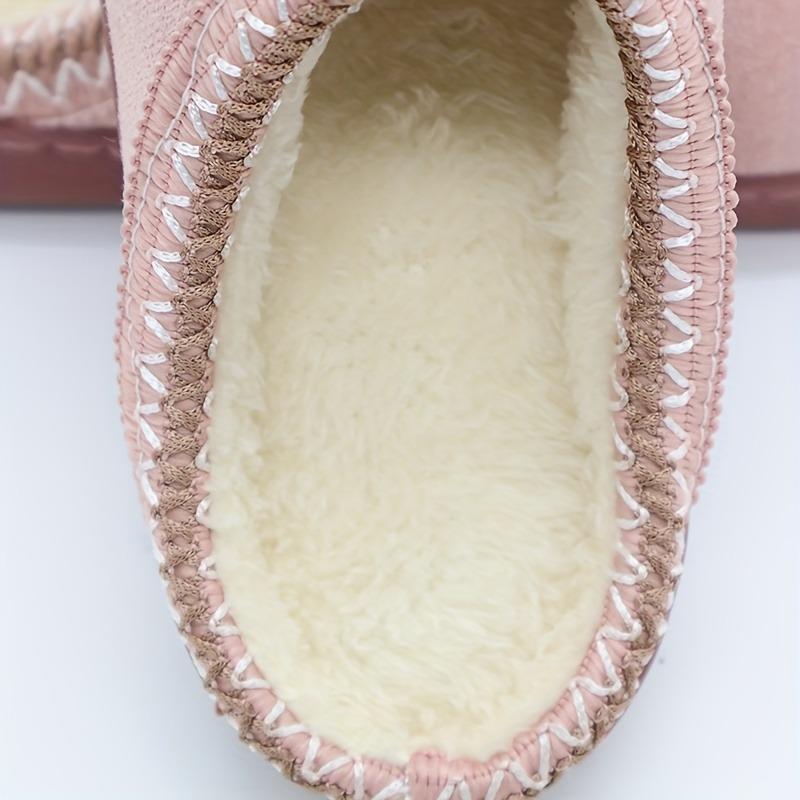 Women's Plush Winter Slippers Soft Fabric Slip-On Indoor House Shoes with EVA Sole