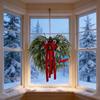 Christmas Wreath With Red Berries Bow Plastic Holiday Decor Home Door Wall 50cm