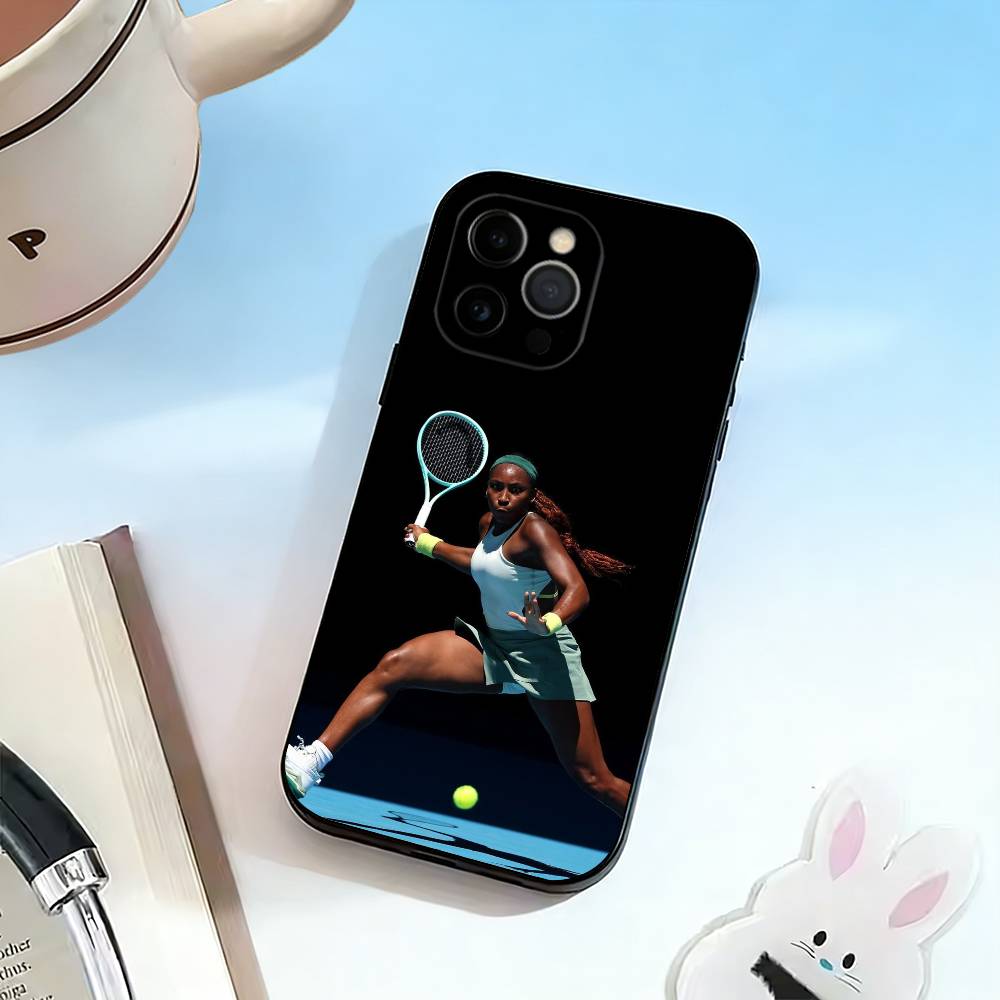 

C-Coco Gauff Phone Case For iPhone 17, 16,15,14,13,12,11 Plus,Pro Max, Others Soft Black Cover iPhone17air