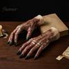 Haunted House Costume Decorations 1 Pair Halloween Gloves for Adults Kids, Horror Zombie Hands Detailed Decayed Skin Texture Props Gloves, Latex Scary