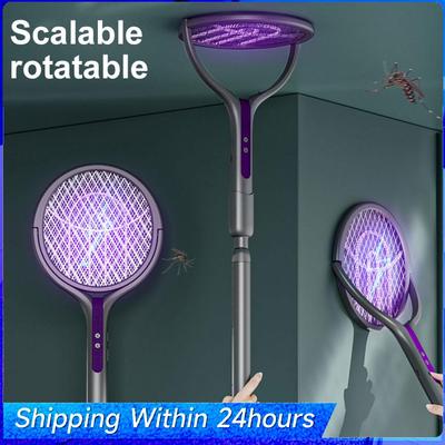 2-in-1 Home Electric Mosquito Killer Lamp Multi Functional Angle Retractable Mosquito Swatter USB Rechargeable Mosquito Swatter