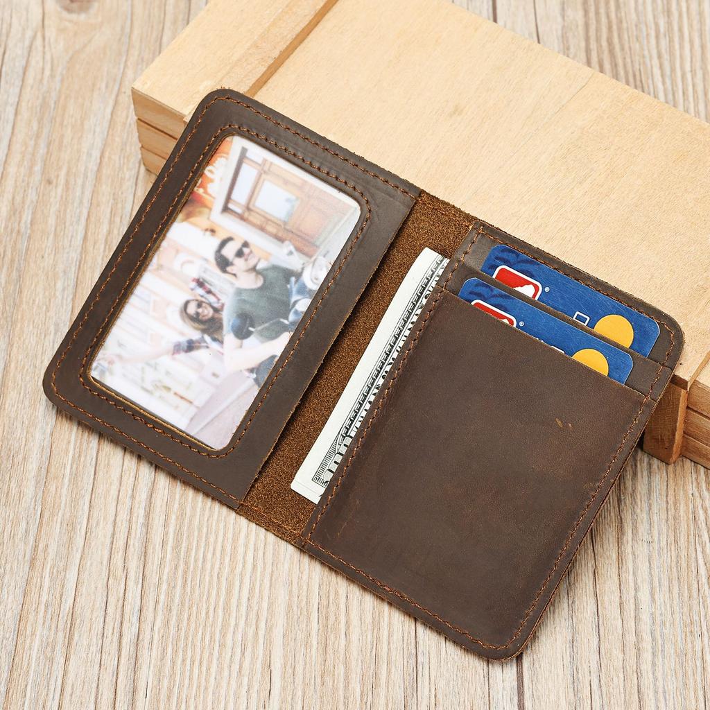 Genuine Leather Card Bag Wallet Crazy Horse Leather Driver's License Holder Vintage Multi-slot Cowhide Wallet
