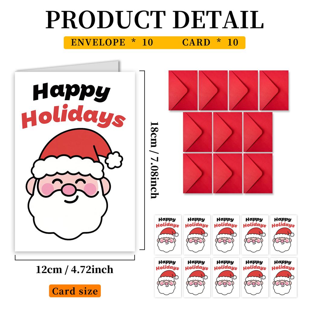 10 Cartoon Christmas Greeting Card Envelopes Set With A Variety Of Creative Christmas Greeting Cards