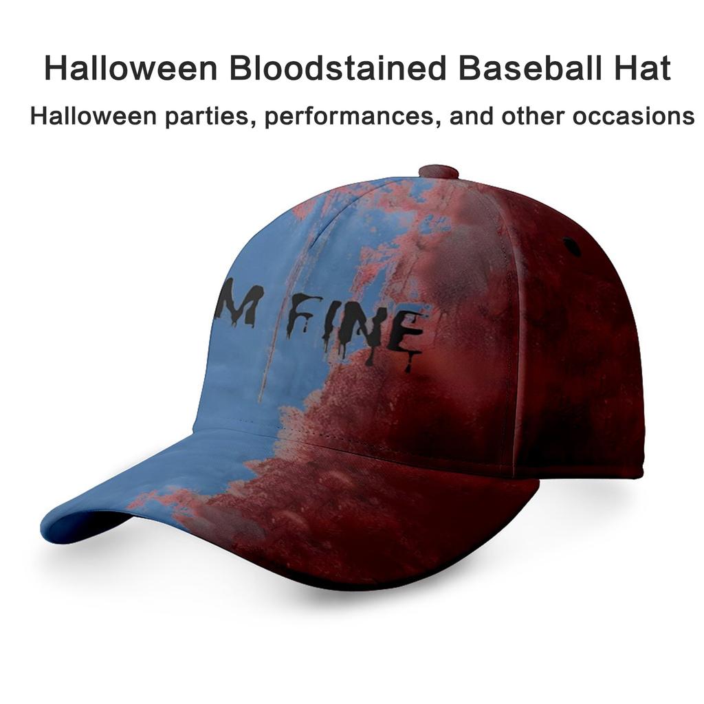 Novinka Krvavé Halloweenské Čepice s Nastavitelným Páskem Strašidelný Potisk Krve Baseballová Čepice pro Tematickou Párty Maškarní Párty Pokrývka Hlavy