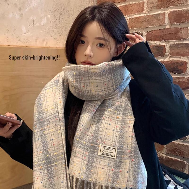 Dusenna Women's Plaid Tassel Scarf