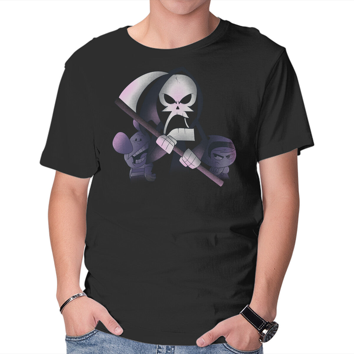 Unisex Crew Neck T-Shirt The Grim Adventures Graphic Short Sleeve Casual Tee XS