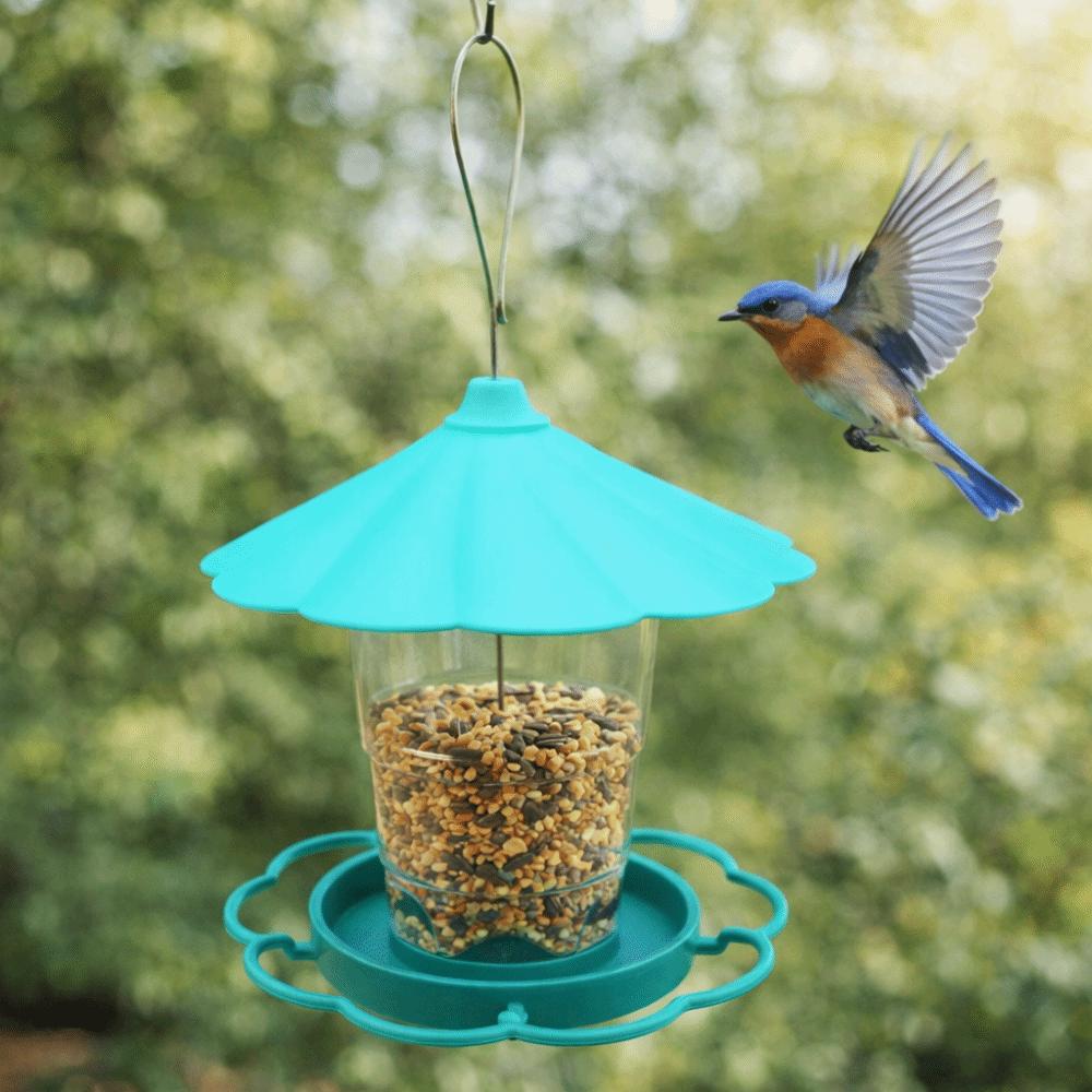Folding Hanging Wild Bird Feeder with Lanyard Gazebo Style Hummingbird Feeder Waterproof Large Capacity