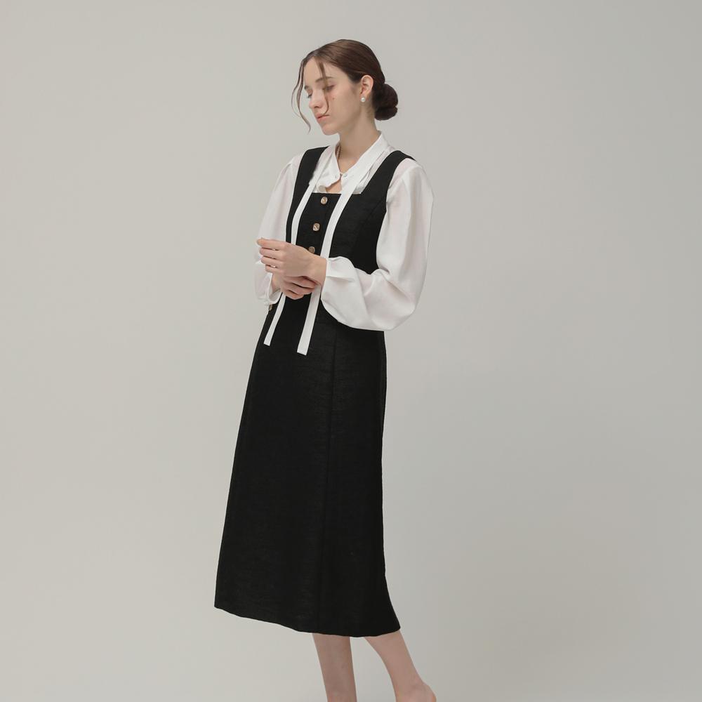 KELLY DONAHUE Square Button Tweed Dress