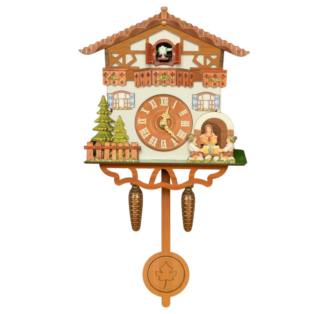 Cuckoo Wall Clock Wooden Retro Pop Out Bird Chime Hourly For Living Room Home Decor Cozy Vintage Centerpiece Gift For Family