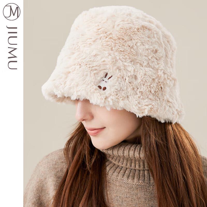 JIUMU Women s Plush Rabbit Embroidered Bucket Hat One Size