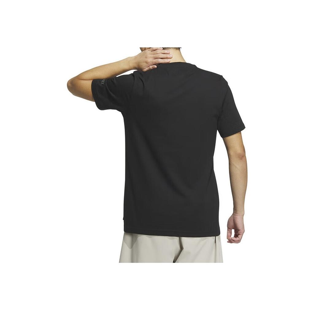 Adidas Round Neck Pullover Letter Print Short Sleeve T-Shirt Men Tops Black IS0274