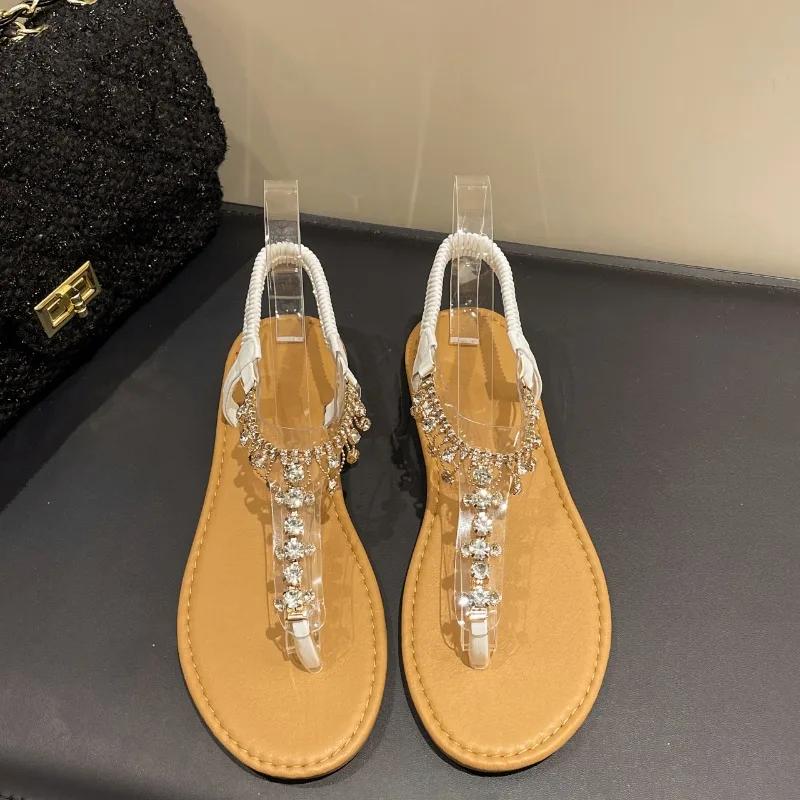 Fashion Women's Sandals Flat Bottomed Transparent Shoe Body Herringbone Slippers 2024 Fashion Dress Suspender Designer Women's Sandals