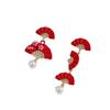 Ankola Red Irregular Fan-Shaped Earrings for Cheongsam Brides