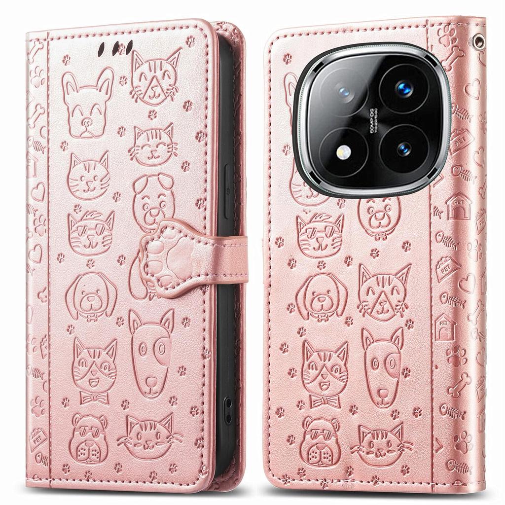 For Xiaomi Redmi Note 14 Pro 5G/Poco X7 5G Case Leather Wallet Flip Phone Cover Cute Cat Dog Pattern