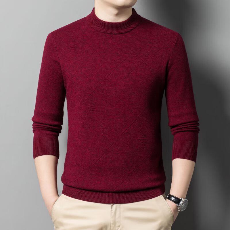 Yiliteng Men's 100% Lambswool Mock Neck Sweater