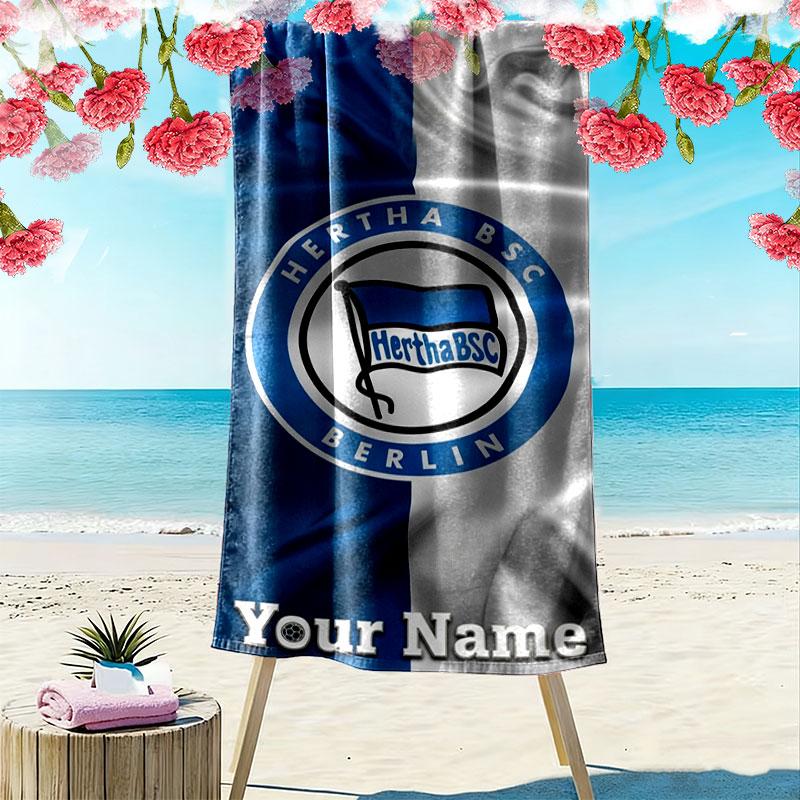 Hertha BSC Custom Name Print Beach Towel, Large Soft Quick Dry Towel for Beach Camping Swimming