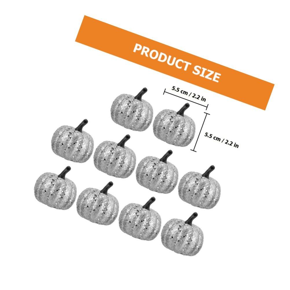 10Pcs Foam Halloween Pumpkin Props Artificial Simulated Pumpkin Ornaments Fall Decoration Harvest Festival Centerpiece серебряный