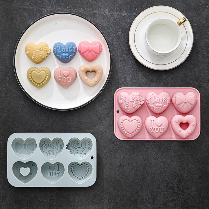 2lots Food Grade Heart Shape Silicones Molds 6 Holes Love Valentines Candy Molds For Candy Resins And Candle Making