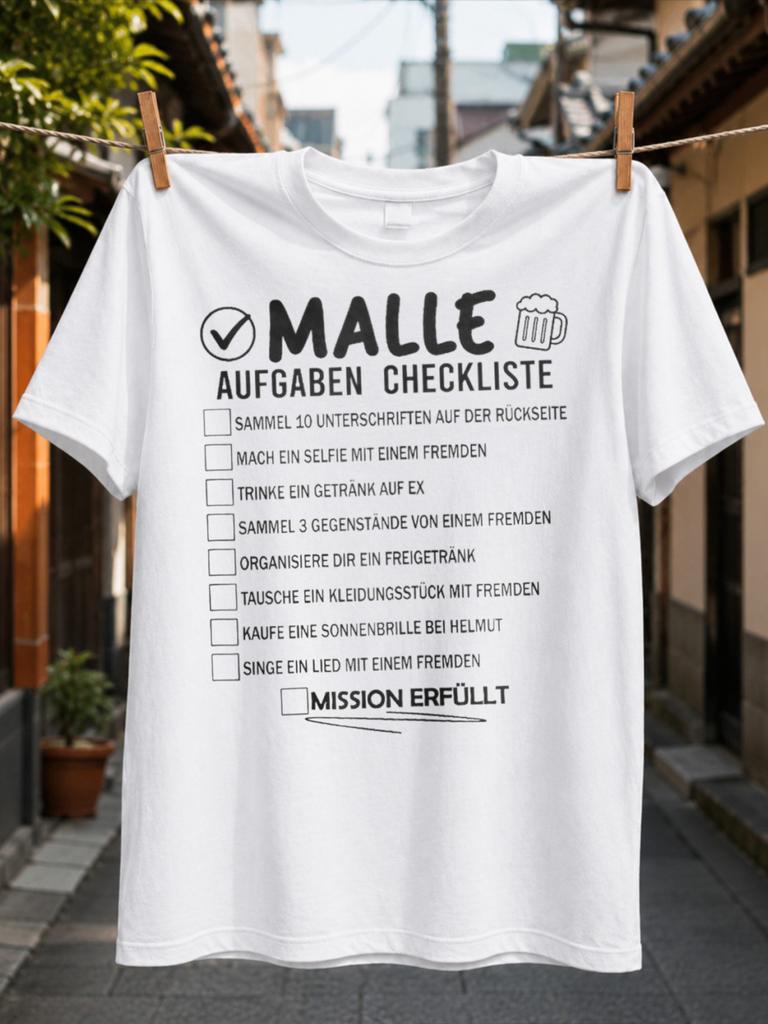 Mallorca Party Challenge Checkliste Checkboxen Bierglas Und Mission Abgeschlossen Text Malle Trinken Unisex Alle T-Shirts