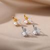 Fashion Shiny Zircon Butterfly Hoop Earrings Exquisite Simple Cubic Zirconia Earrings Women'S Party Statement Jewelry Gift