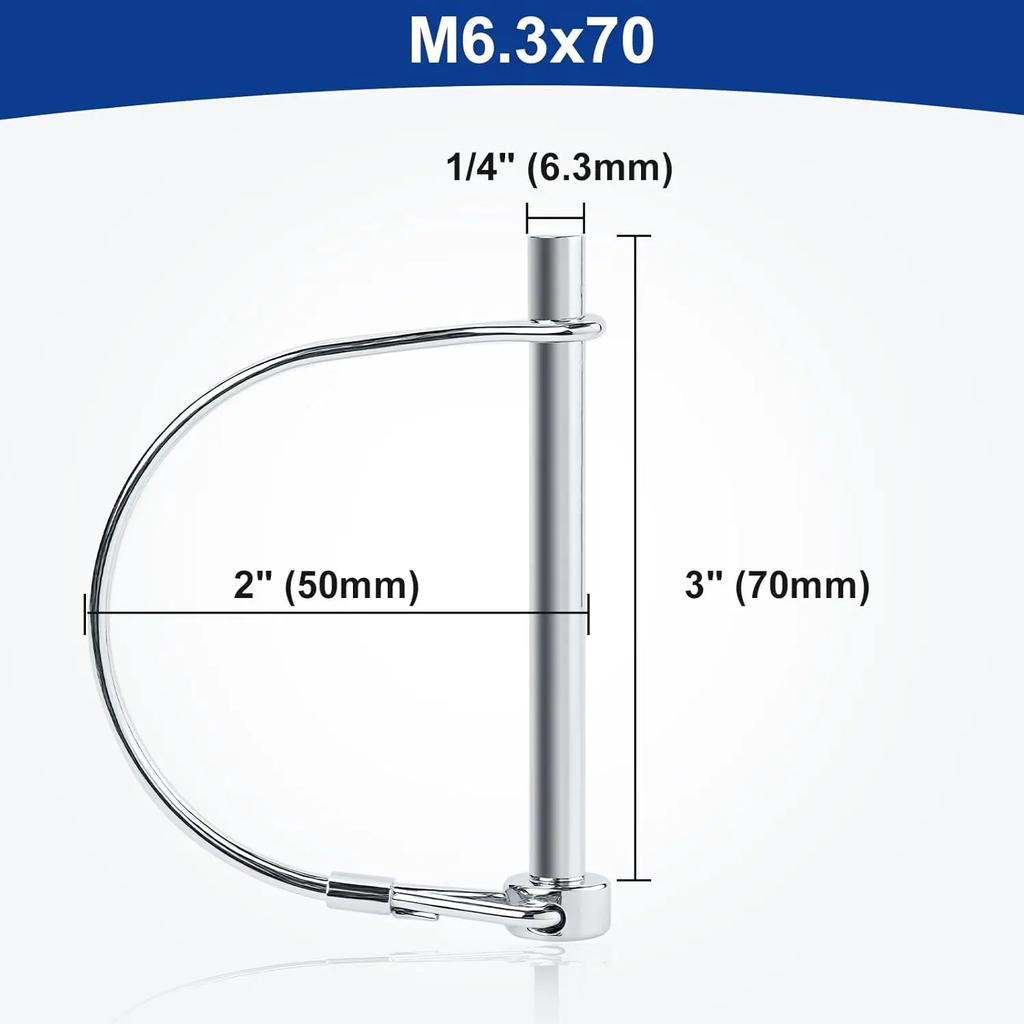 Professional Trailer Hitch Pin 1/4"x3" - Premium Coupler Pin for Farm, Lawn & Hitches, Heavy-Duty Steel Construction