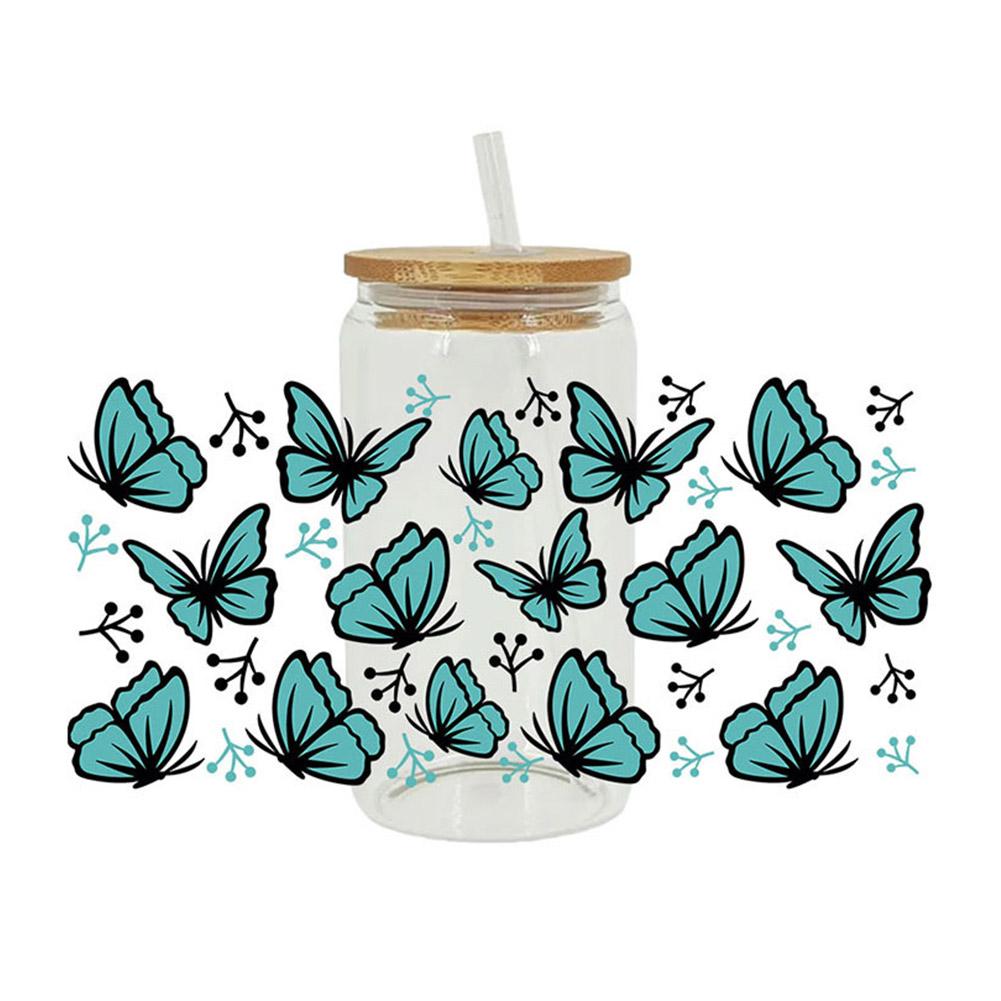 Květina 16OZ UV DTF Cup Wrap Transfers Samolepky Vlastní vodotěsná plechovka 1ks Glass DIY Lab O1D9