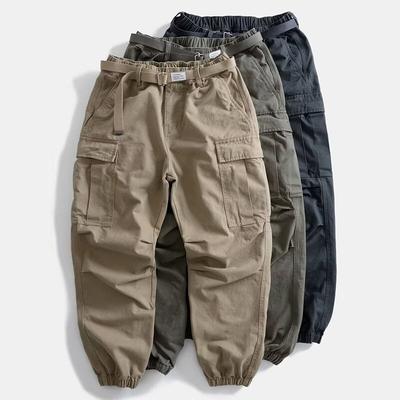 Pantalon Cargo d'Été pour Homme Grande Poche Pantalon de Travail Décontracté Mode Soild Pantalon de Survêtement Long Vêtements de Rue Extérieur Ample Pantalon Décontracté pour Homme