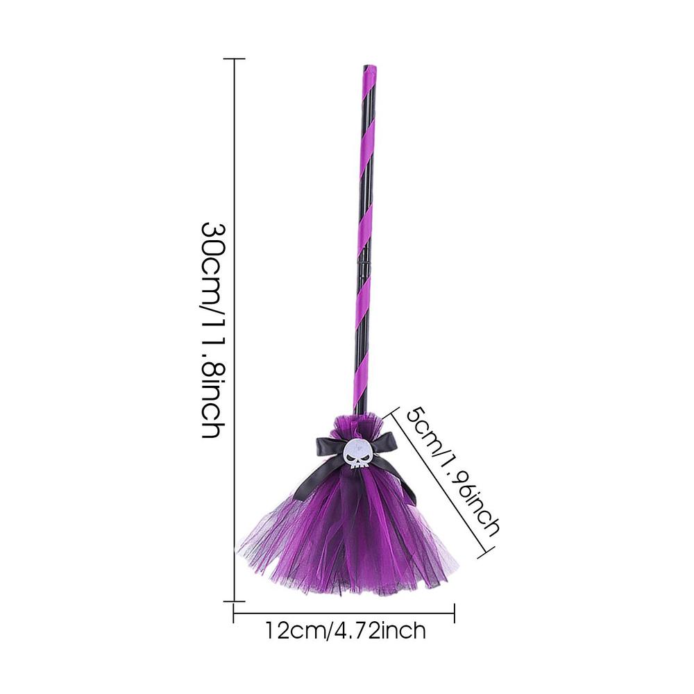 Halloween Witch Costume Broom Witch Hat with Flying Witch Broom Witch Hat for Kids Party Costume Accessories Stage Performance